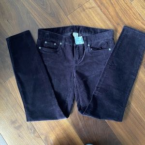[J Crew] NWT Eggplant Toothpick Corduroy Pants